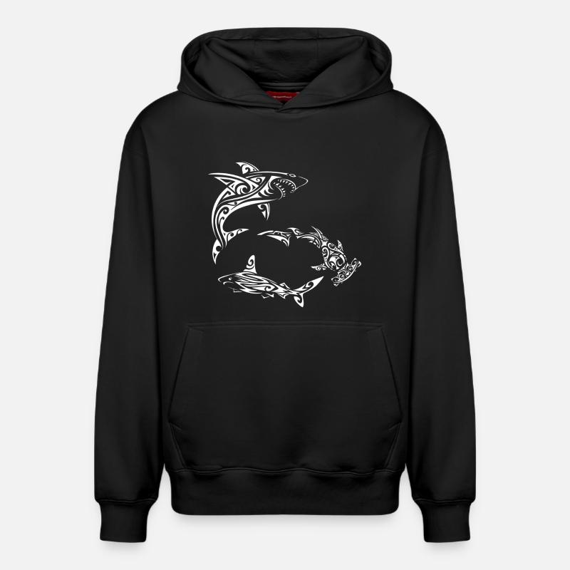 Requins polynésiens blancs - Sweat à capuche unisexe décontracté en coton biologique – de SPREAD - noir
