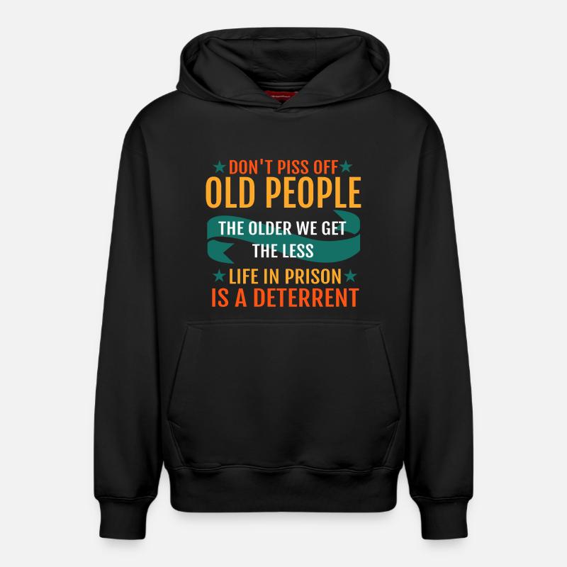 Funny Old People - Sweat à capuche unisexe décontracté en coton biologique – de SPREAD - noir