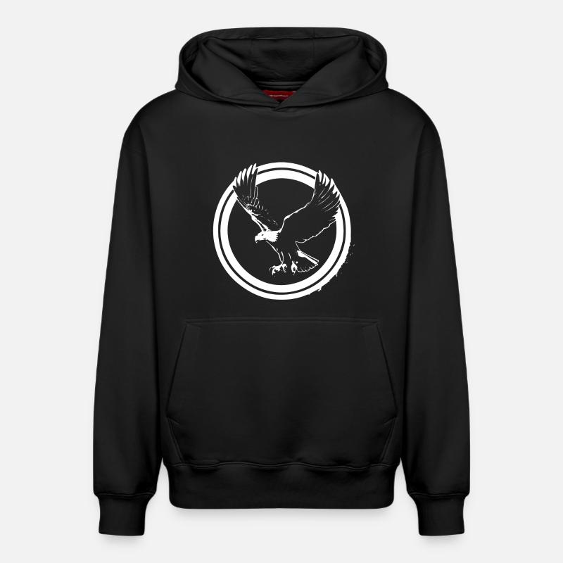 Logo Eagle en rond - Sweat à capuche unisexe décontracté en coton biologique – de SPREAD - noir