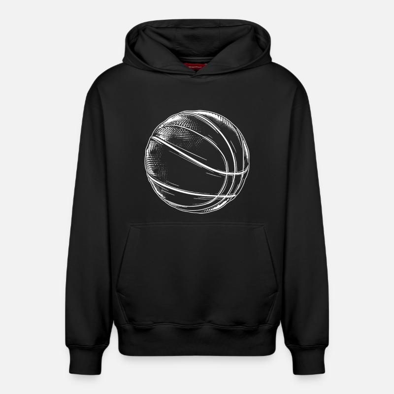 Dessin de basket-ball - Sweat à capuche unisexe décontracté en coton biologique – de SPREAD - noir
