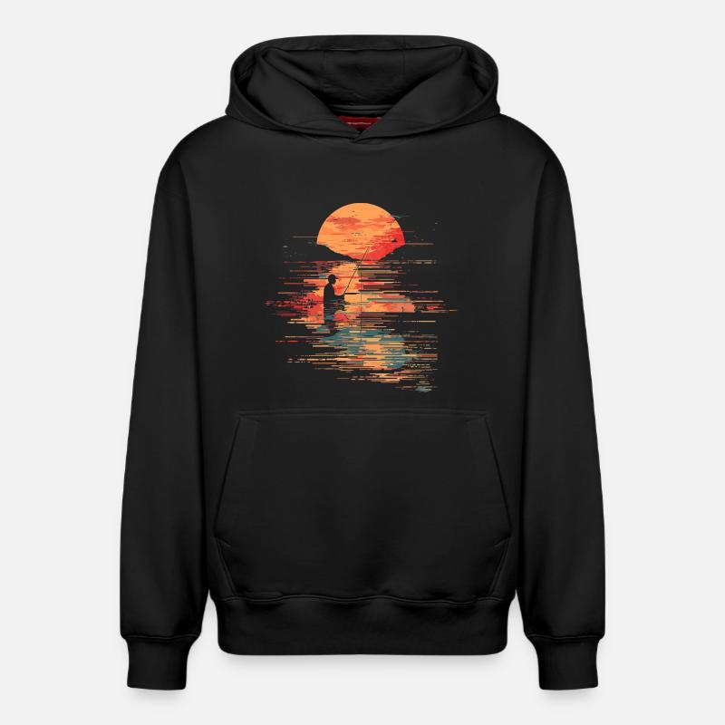 Illustration de pêche - Sweat à capuche unisexe décontracté en coton biologique – de SPREAD - noir