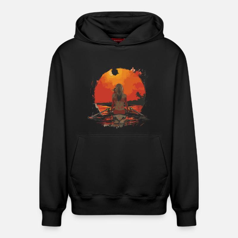 Rameur d’illustration - Sweat à capuche unisexe décontracté en coton biologique – de SPREAD - noir