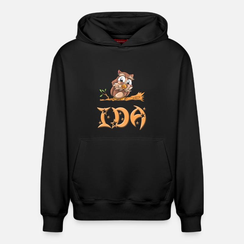 Hibou Ida - Sweat à capuche unisexe décontracté en coton biologique – de SPREAD - noir