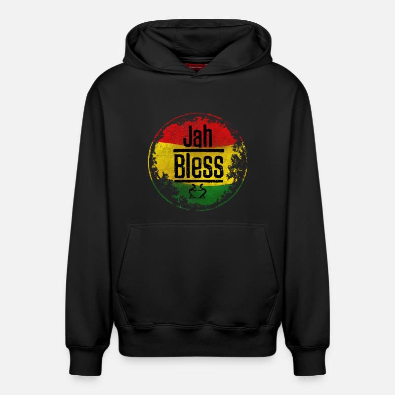 Jah Bless Symbole rouge-jaune-vert - Sweat à capuche unisexe décontracté en coton biologique – de SPREAD - noir