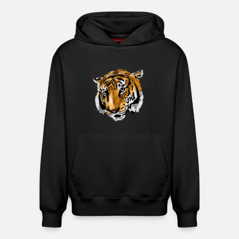 tigre - Sweat à capuche unisexe décontracté en coton biologique – de SPREAD - noir