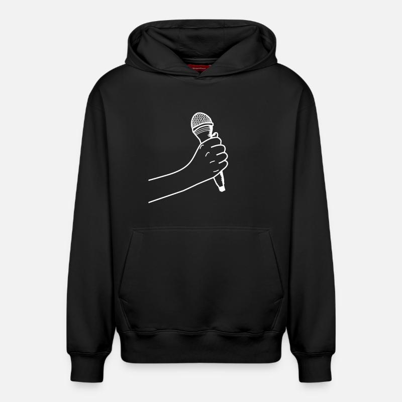 Main avec microphone - Sweat à capuche unisexe décontracté en coton biologique – de SPREAD - noir