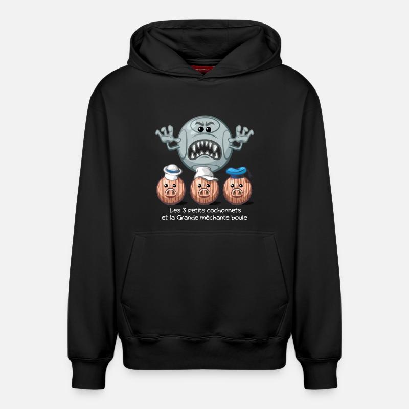 les 3 petits cochonets - Sweat à capuche unisexe décontracté en coton biologique – de SPREAD - noir