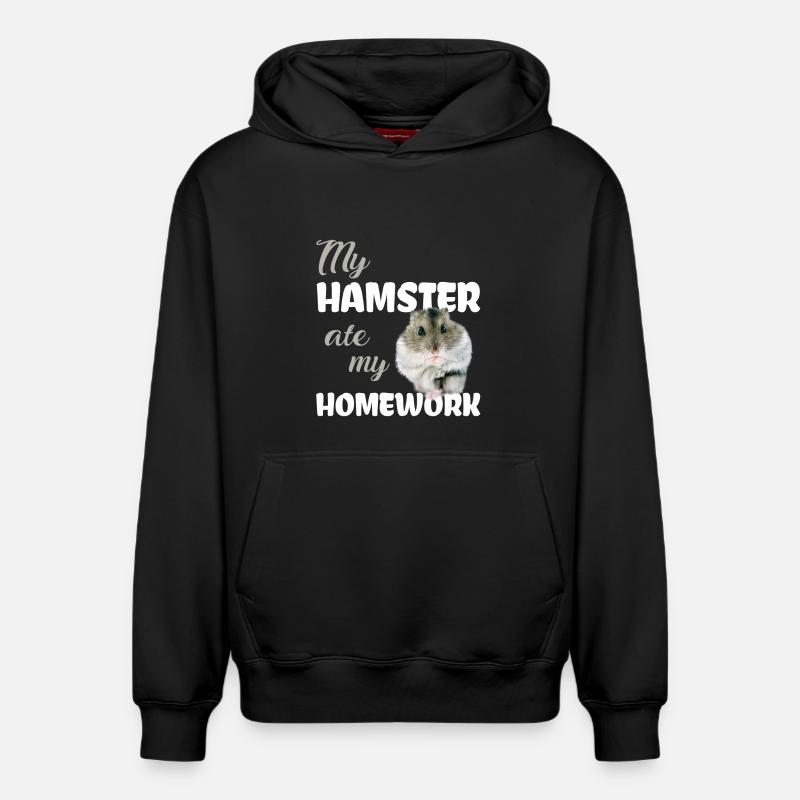 Devoirs de hamster drôle disant - Sweat à capuche unisexe décontracté en coton biologique – de SPREAD - noir