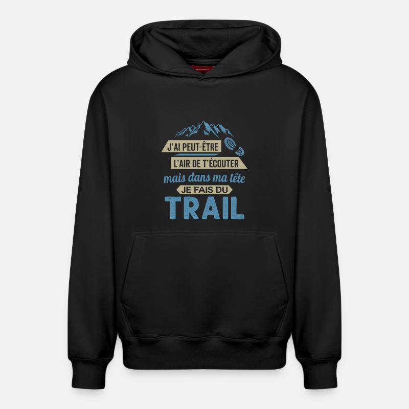 je fais du trail running - Sweat à capuche unisexe décontracté en coton biologique – de SPREAD - noir