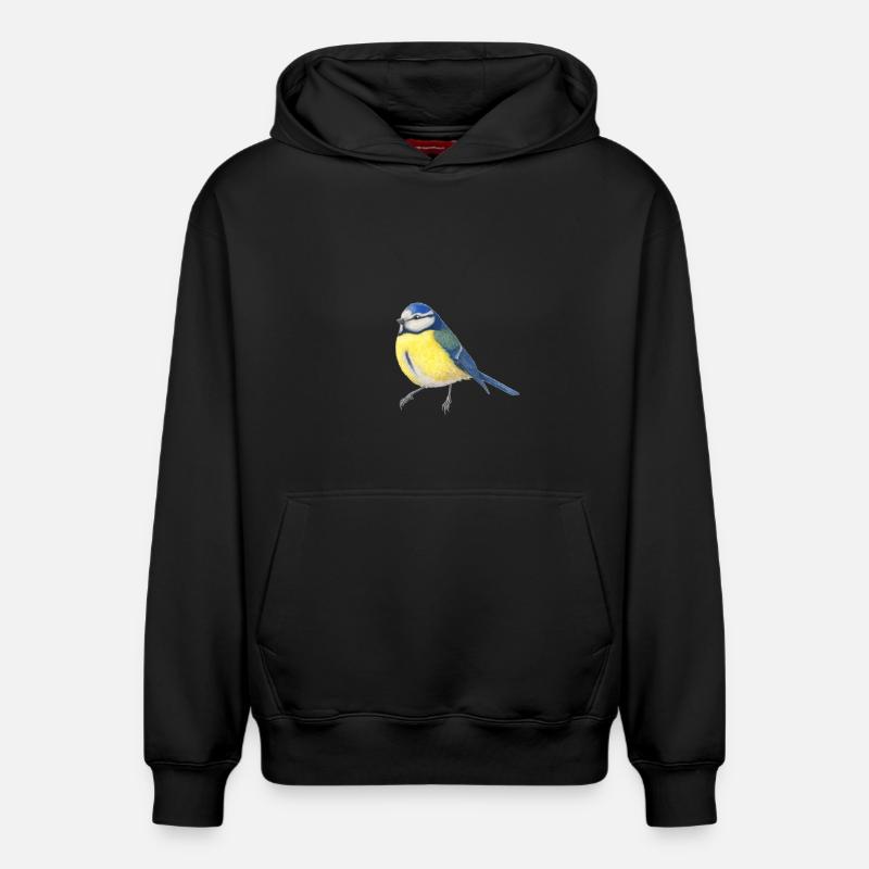 BlueTit - illustration aquarelle oiseau - Sweat à capuche unisexe décontracté en coton biologique – de SPREAD - noir