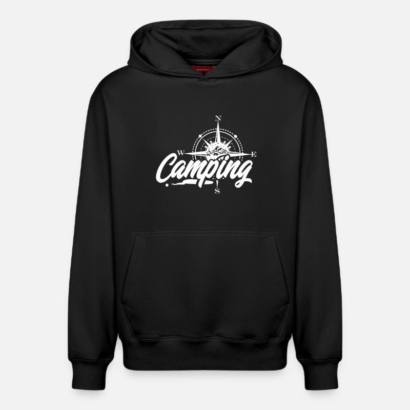 camping - Sweat à capuche unisexe décontracté en coton biologique – de SPREAD - noir