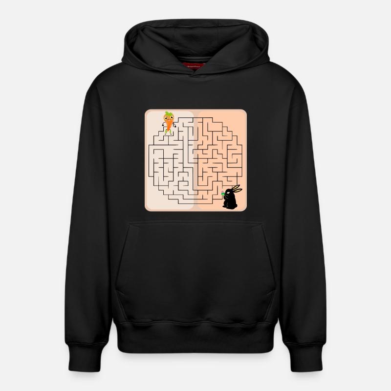 Labyrinthe Lapin de Pâques - Sweat à capuche unisexe décontracté en coton biologique – de SPREAD - noir