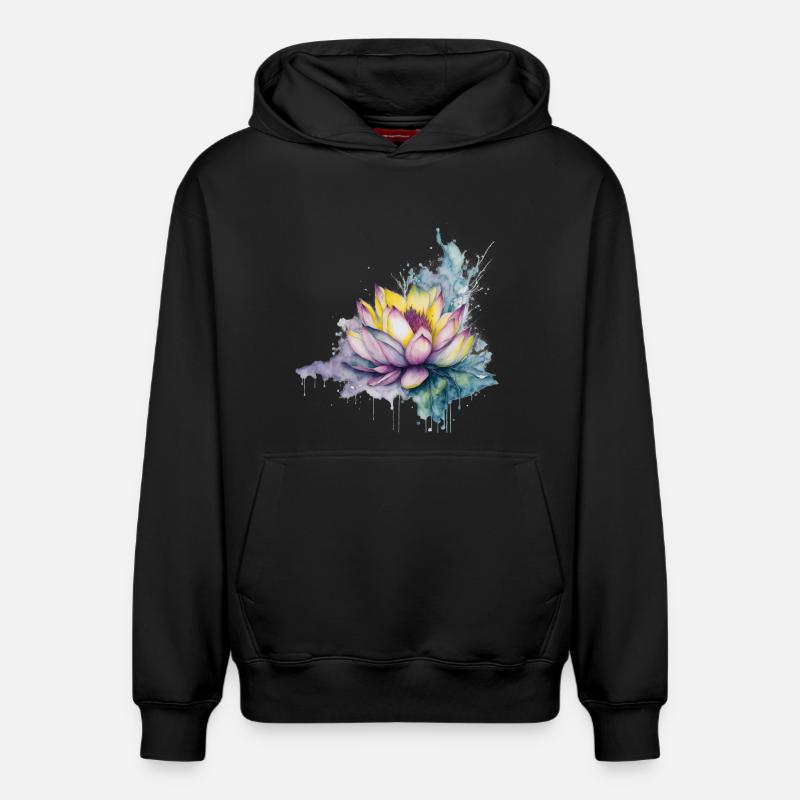 Lotus - Sweat à capuche unisexe décontracté en coton biologique – de SPREAD - noir