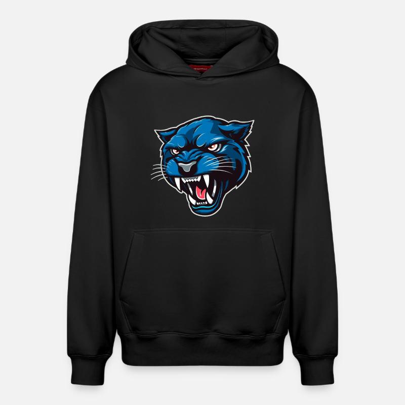 Tête de panthère Bleu - Sweat à capuche unisexe décontracté en coton biologique – de SPREAD - noir