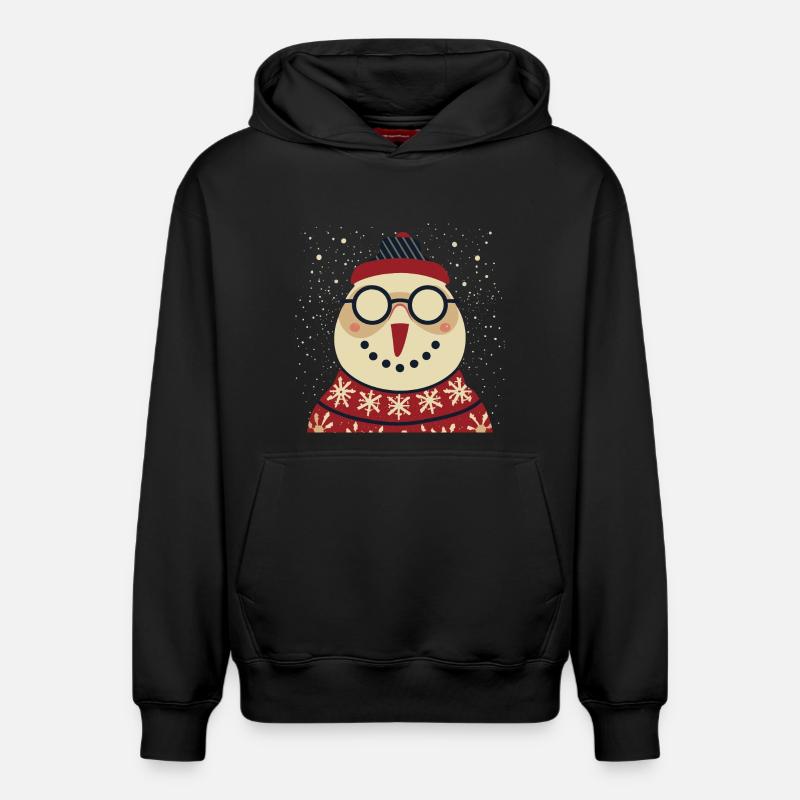 Winter Eulenpullover mit Brille - Relaxed Unisex Organic Hoodie – von SPREAD - Schwarz