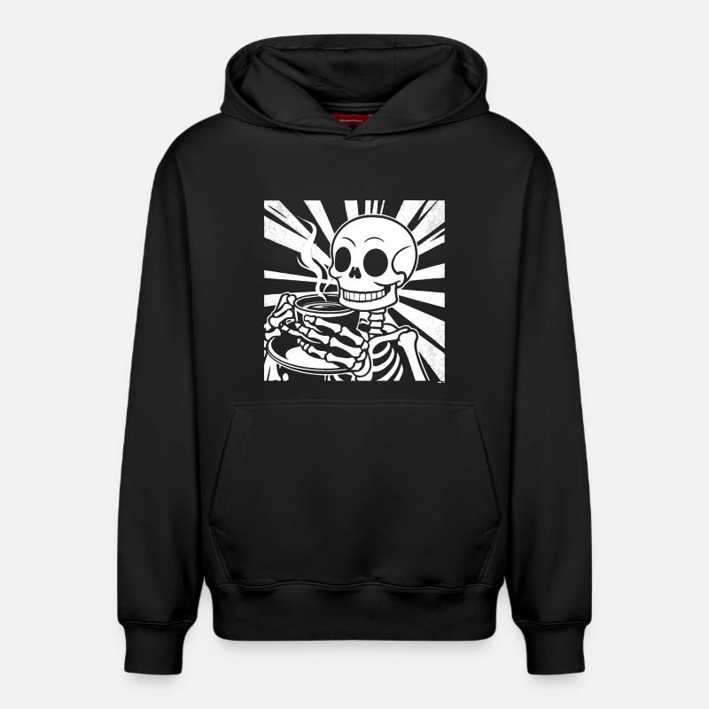 Squelette buvant du café - Sweat à capuche unisexe décontracté en coton biologique – de SPREAD - noir