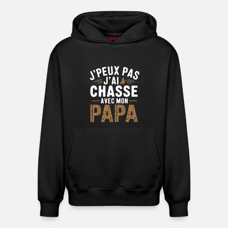 Chasse Avec mon papa - Sweat à capuche unisexe décontracté en coton biologique – de SPREAD - noir