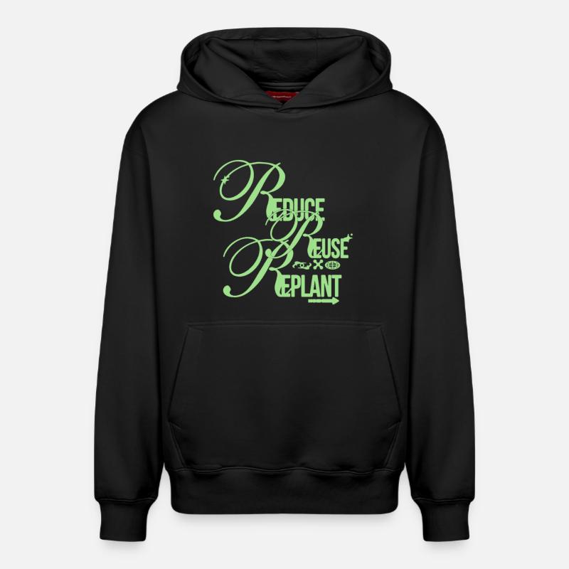 Réduire Réutiliser Replanter Déclaration - Sweat à capuche unisexe décontracté en coton biologique – de SPREAD - noir