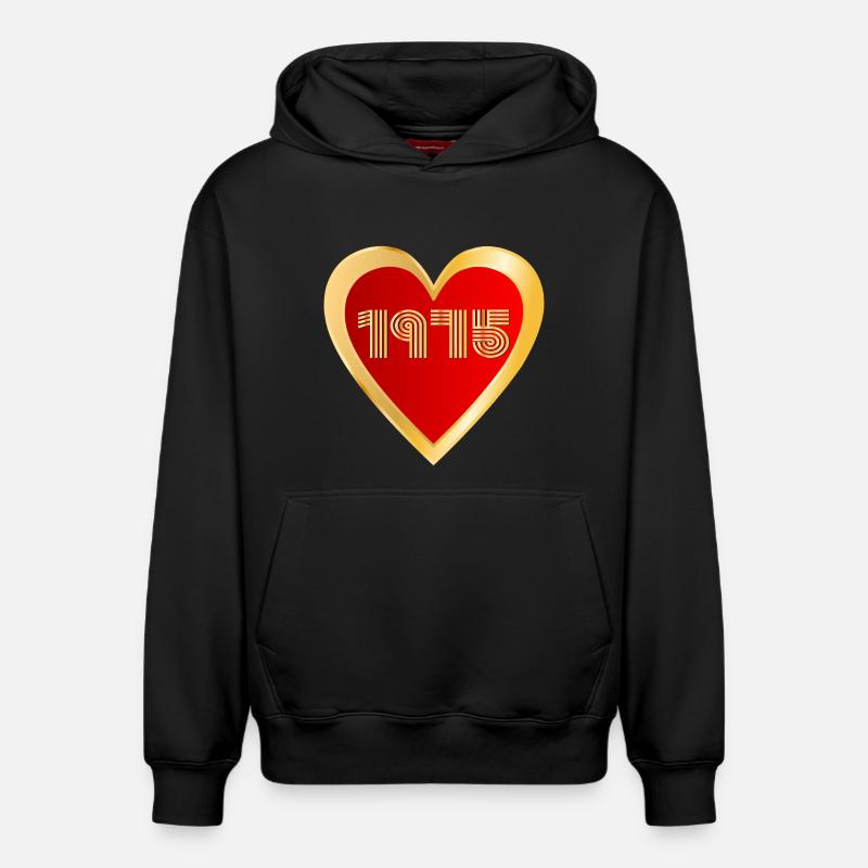 51e anniversaire de Herz 1975 - Sweat à capuche unisexe décontracté en coton biologique – de SPREAD - noir
