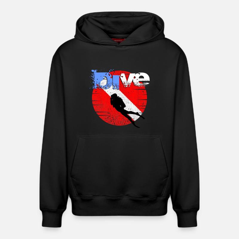 Drapeau de plongée américain - Sweat à capuche unisexe décontracté en coton biologique – de SPREAD - noir