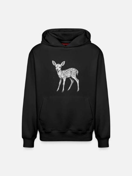 Faon - Sweat à capuche unisexe décontracté en coton biologique – de SPREAD - noir