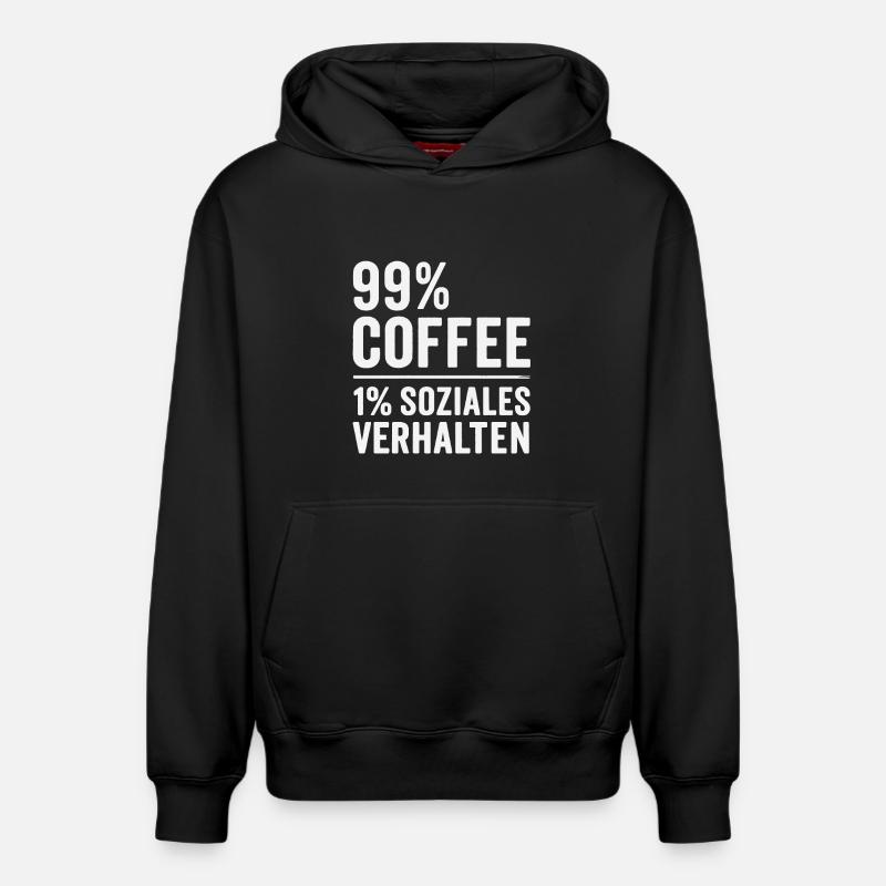 99 % Kaffee - Relaxed Unisex Organic Hoodie – von SPREAD - Schwarz