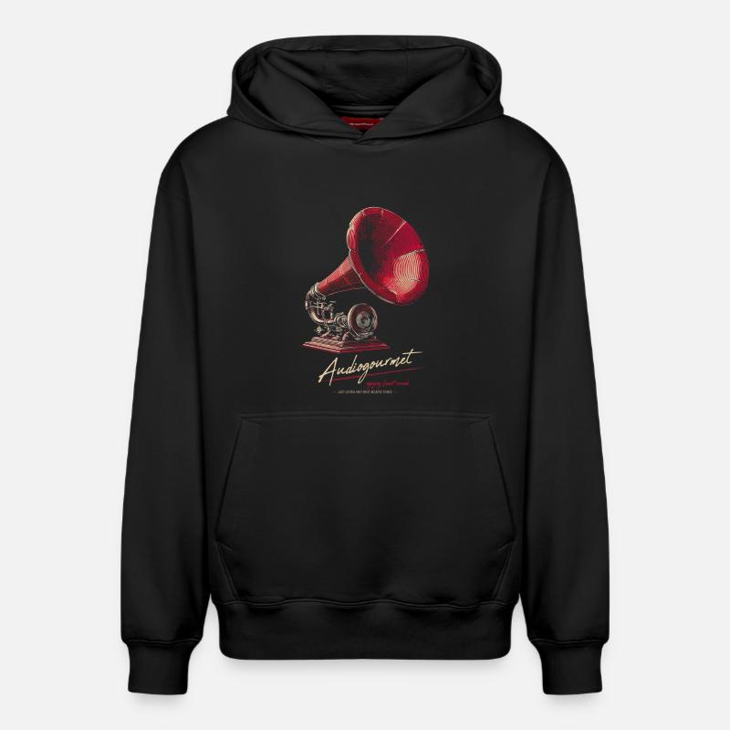Audiogourmet - Sweat à capuche unisexe décontracté en coton biologique – de SPREAD - noir