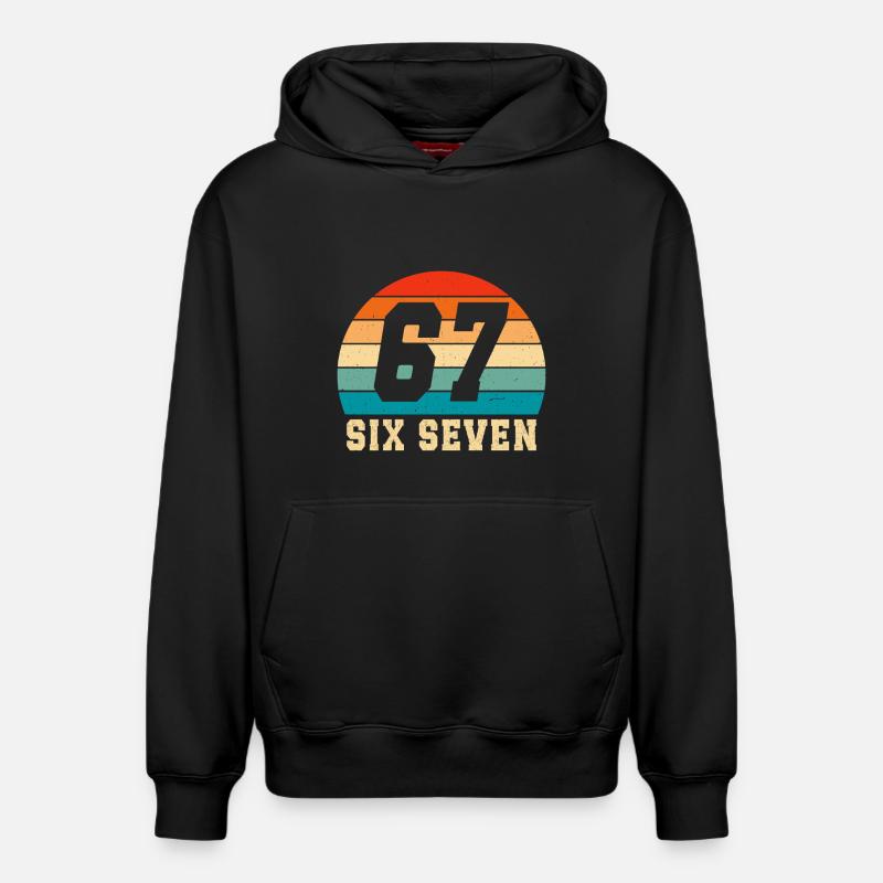 67 Six Seven Brainrot - Sweat à capuche unisexe décontracté en coton biologique – de SPREAD - noir
