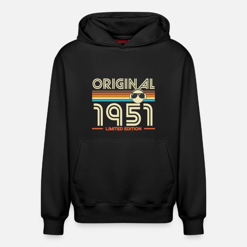 Original 1951 Retro Edition - Sweat à capuche unisexe décontracté en coton biologique – de SPREAD - noir