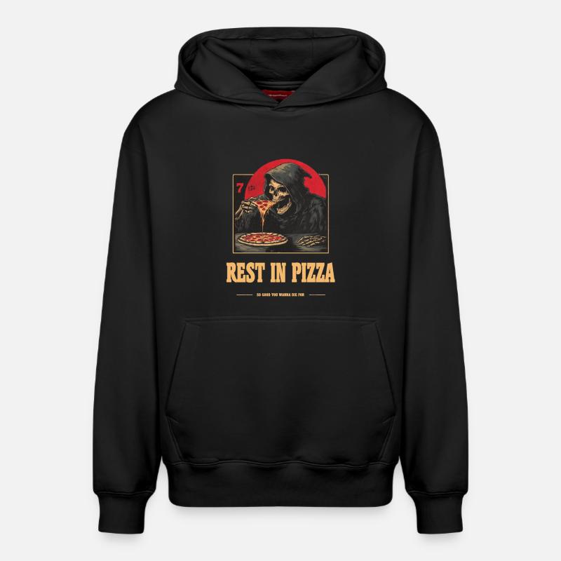 Repos dans la pizza - Sweat à capuche unisexe décontracté en coton biologique – de SPREAD - noir