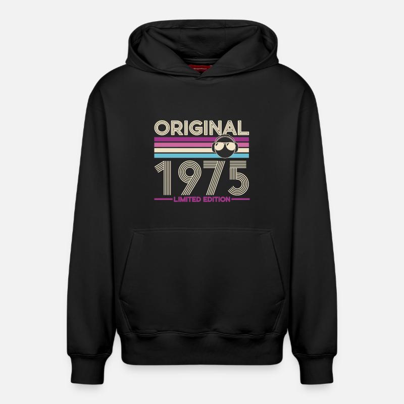 Original 1975 Édition Limitée - Sweat à capuche unisexe décontracté en coton biologique – de SPREAD - noir