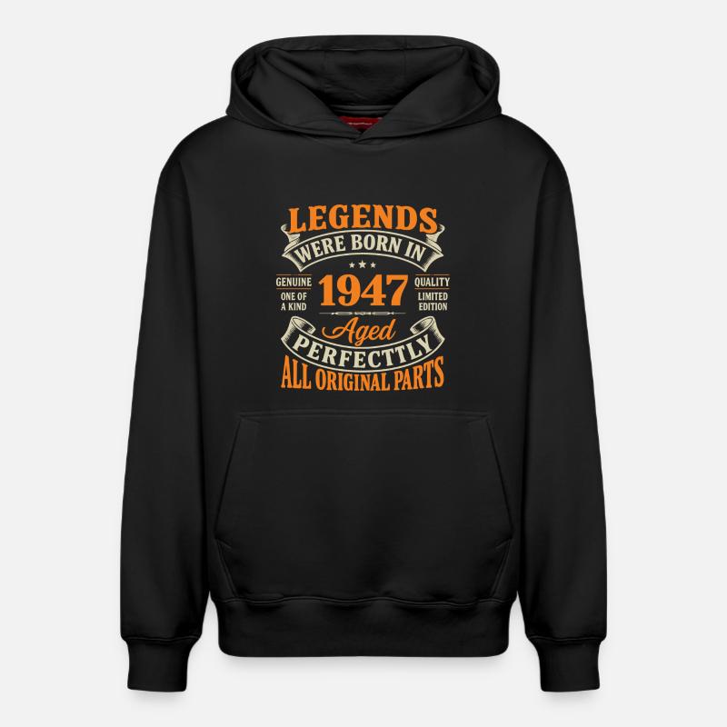 Légendes 1947, Âgées Parfaitement - Sweat à capuche unisexe décontracté en coton biologique – de SPREAD - noir