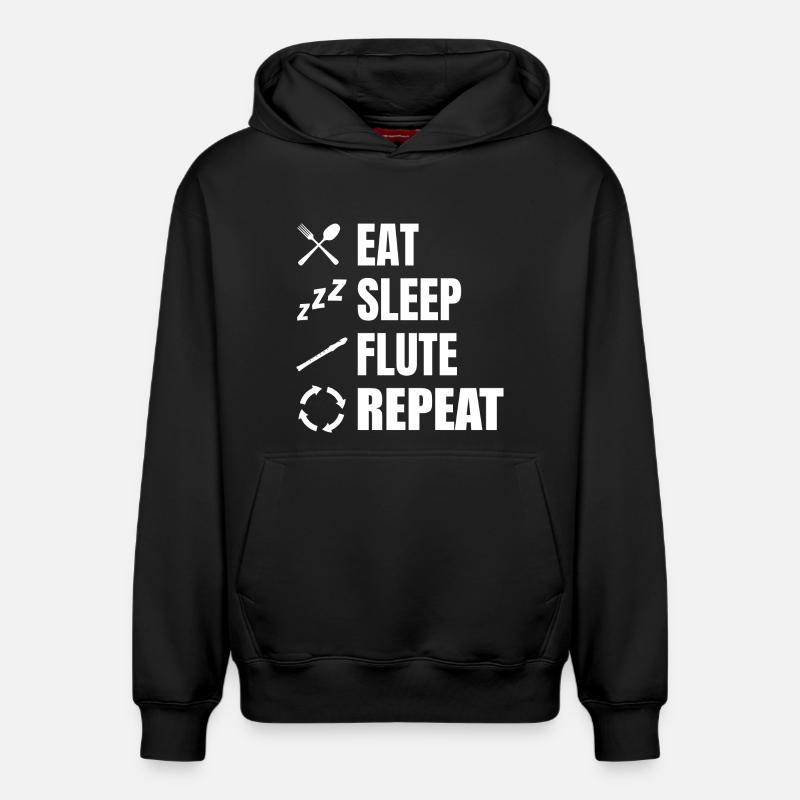 Manger Sommeil Flûte Répéter - Sweat à capuche unisexe décontracté en coton biologique – de SPREAD - noir