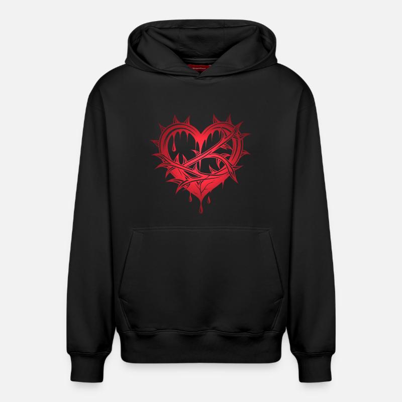 Coeur avec épines - Sweat à capuche unisexe décontracté en coton biologique – de SPREAD - noir