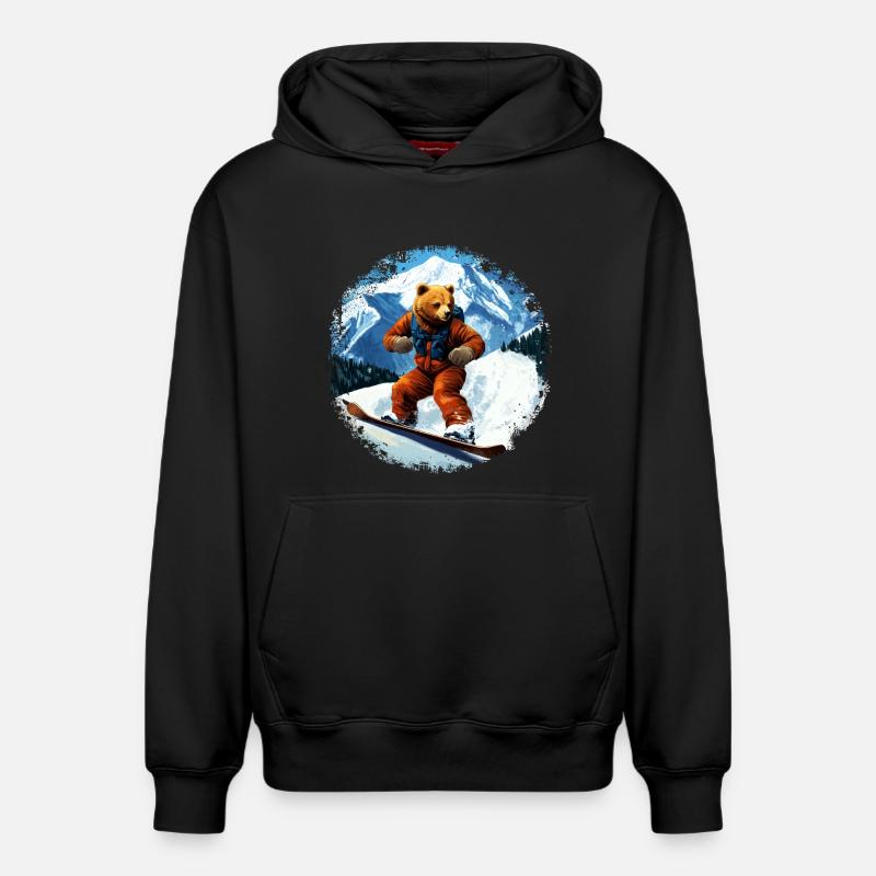 Ours Planche à neige - Sweat à capuche unisexe décontracté en coton biologique – de SPREAD - noir