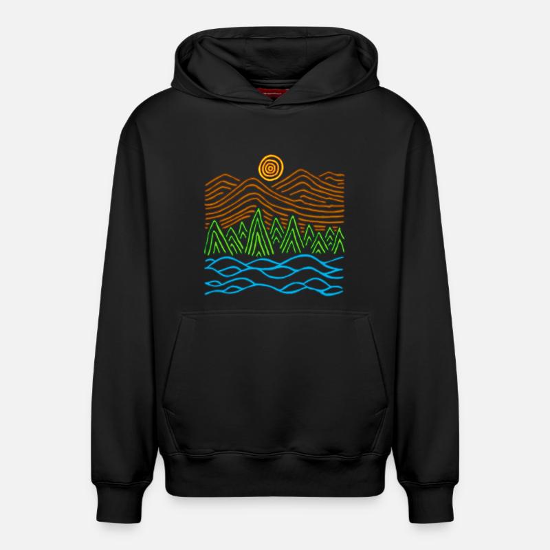 Paysage étrange - Sweat à capuche unisexe décontracté en coton biologique – de SPREAD - noir