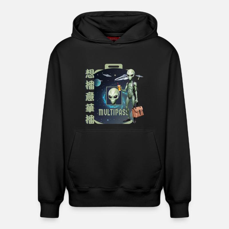 Voyage extraterrestre - Sweat à capuche unisexe décontracté en coton biologique – de SPREAD - noir