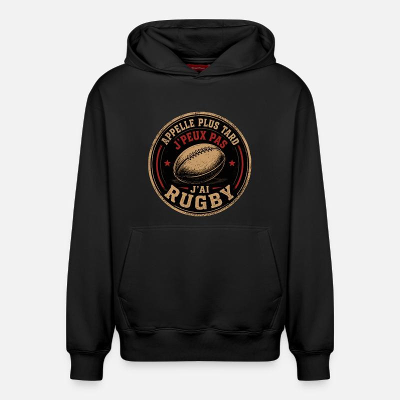 Appelle Plus Tard Rugby - Sweat à capuche unisexe décontracté en coton biologique – de SPREAD - noir