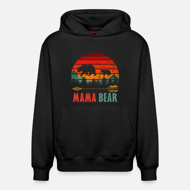 maman ours - Sweat à capuche unisexe décontracté en coton biologique – de SPREAD - noir