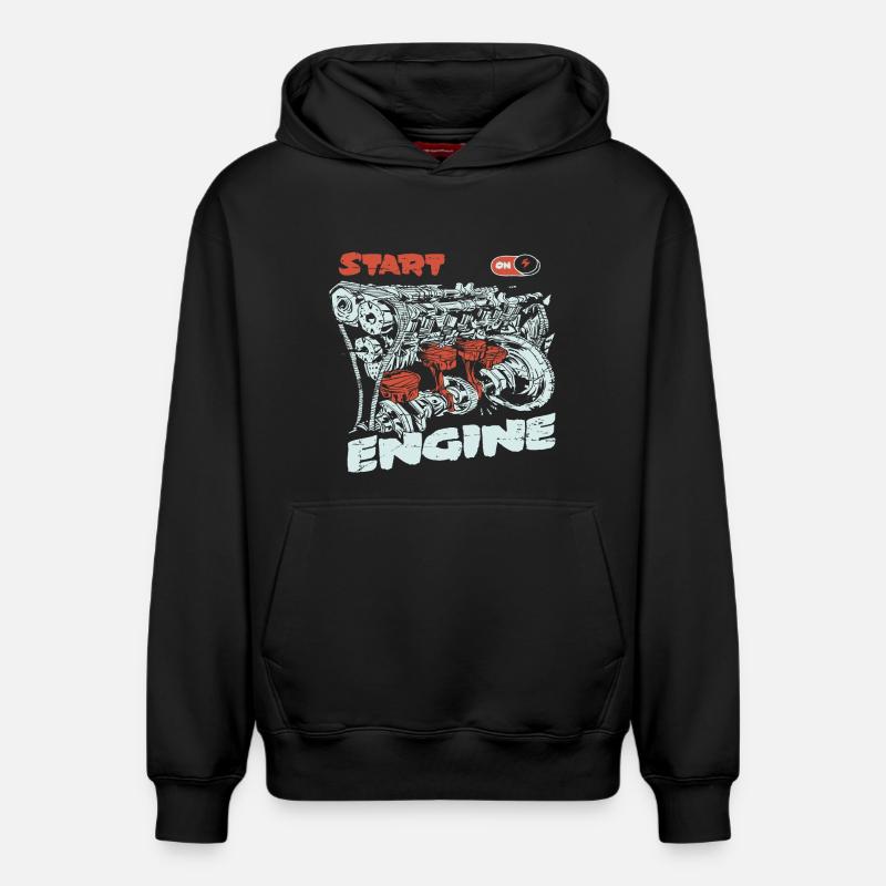 Start the engine, engine, engine - Relaxed Unisex Organic Hoodie – by SPREAD - black