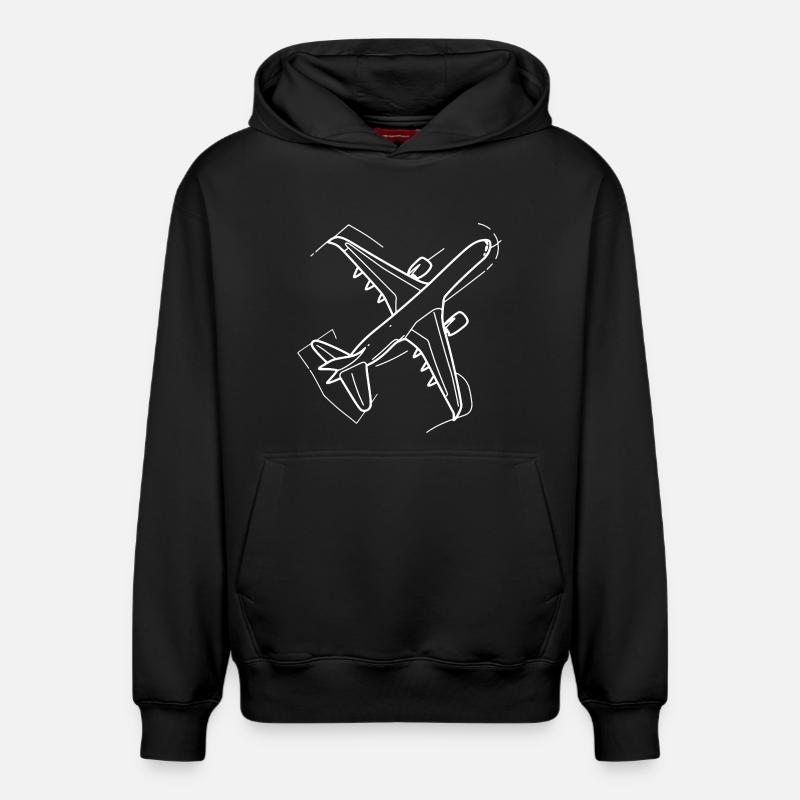 Dessin d’avion - Sweat à capuche unisexe décontracté en coton biologique – de SPREAD - noir