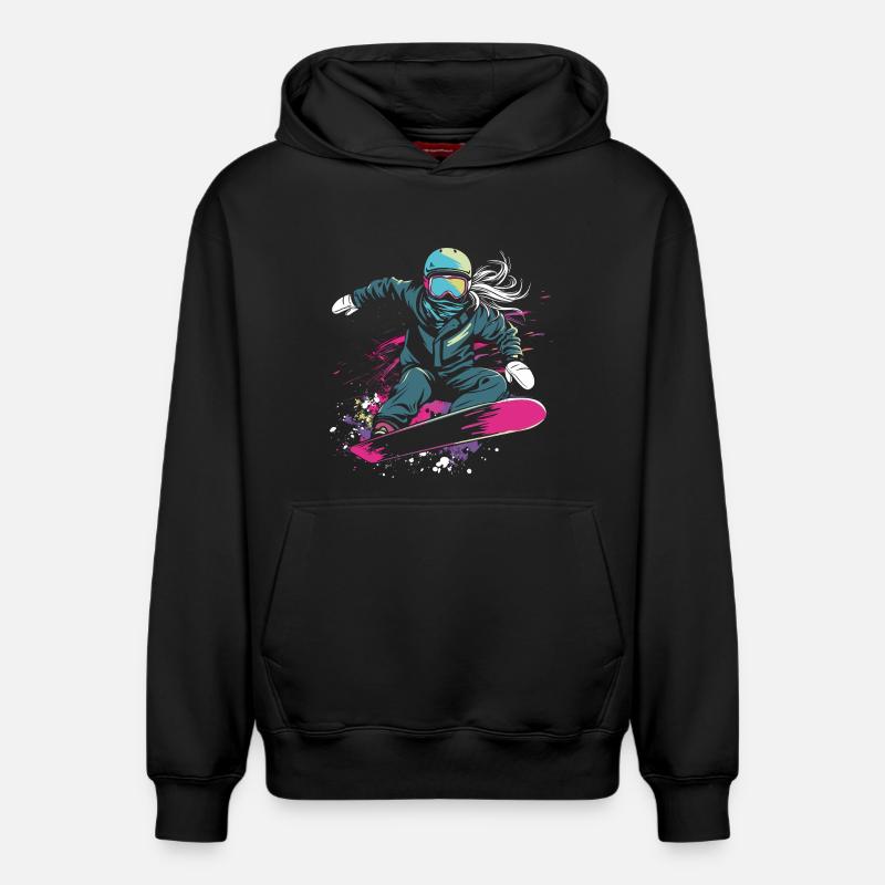 Graphique du snowboarder - Sweat à capuche unisexe décontracté en coton biologique – de SPREAD - noir