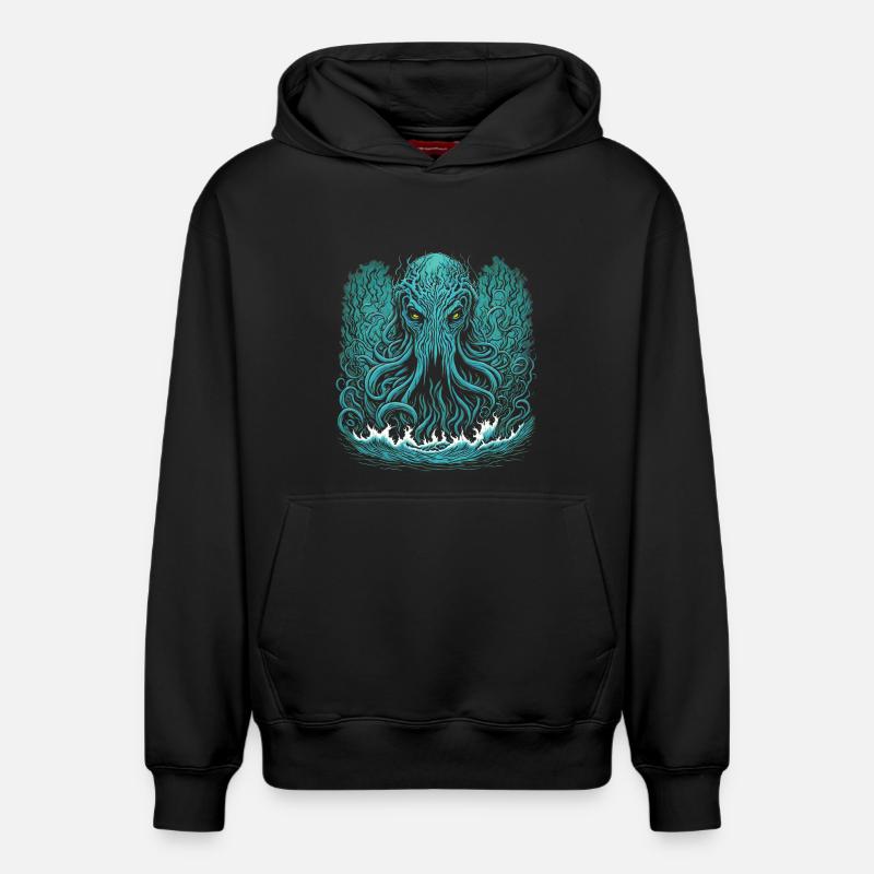 Cthulhu - Sweat à capuche unisexe décontracté en coton biologique – de SPREAD - noir