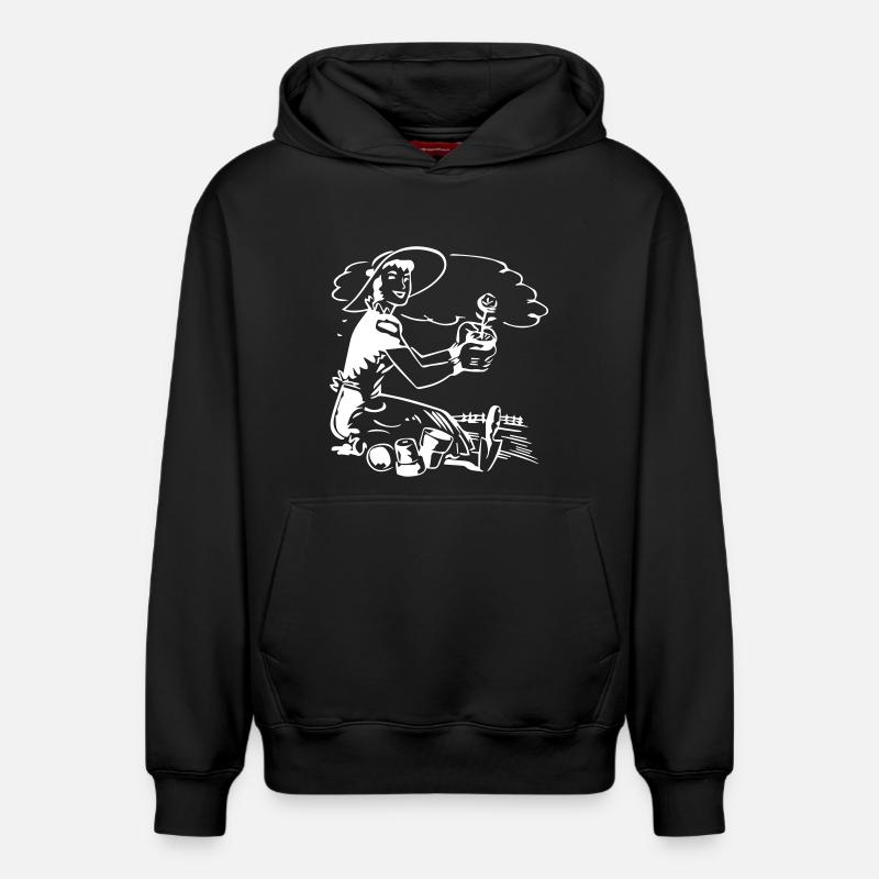 Jardinage - Design - Sweat à capuche unisexe décontracté en coton biologique – de SPREAD - noir