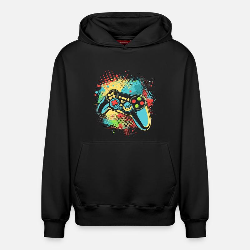 Manette de jeu - Sweat à capuche unisexe décontracté en coton biologique – de SPREAD - noir