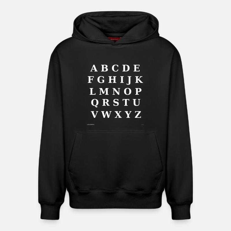 Alphabet latin (blanc) - Sweat à capuche unisexe décontracté en coton biologique – de SPREAD - noir