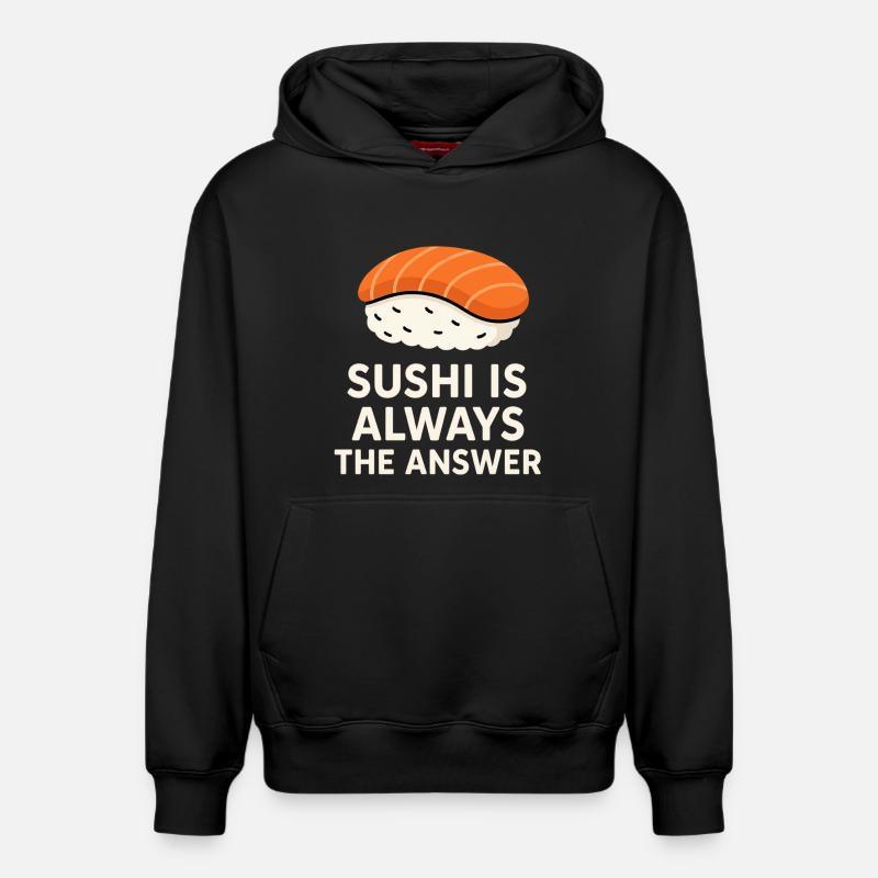 Le sushi est toujours la solution - Sweat à capuche unisexe décontracté en coton biologique – de SPREAD - noir