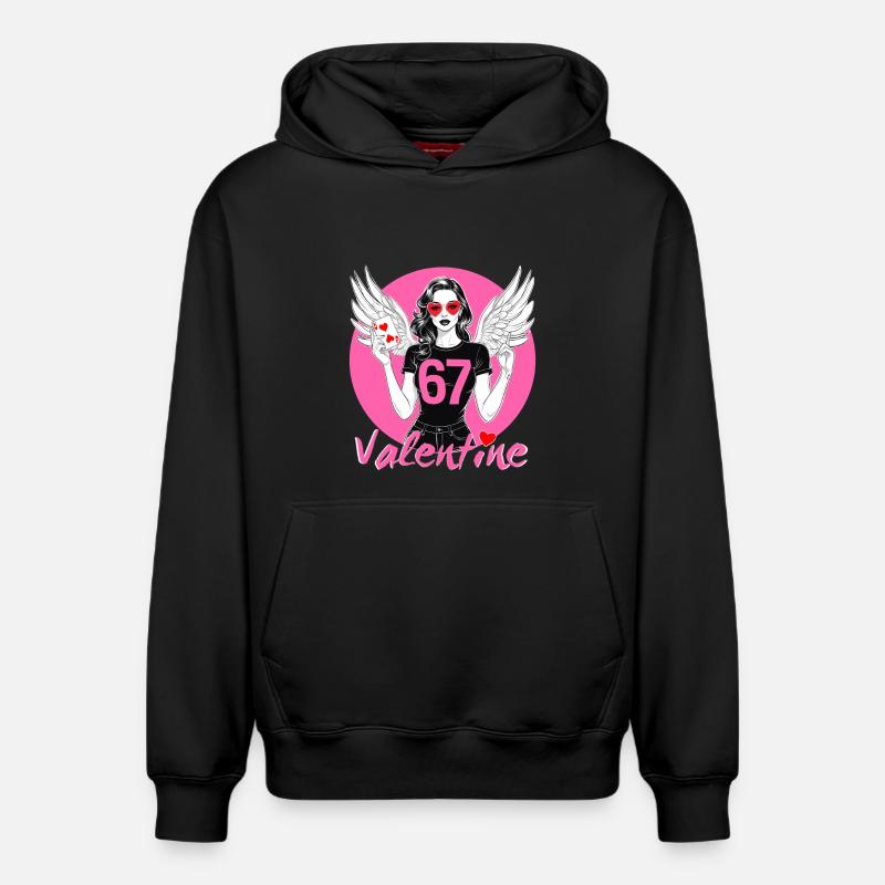67 Valentine Winged Heroine - Sweat à capuche unisexe décontracté en coton biologique – de SPREAD - noir