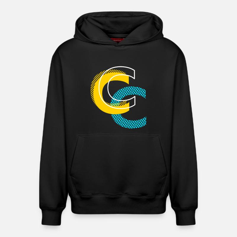 Lettre initiale C - Sweat à capuche unisexe décontracté en coton biologique – de SPREAD - noir