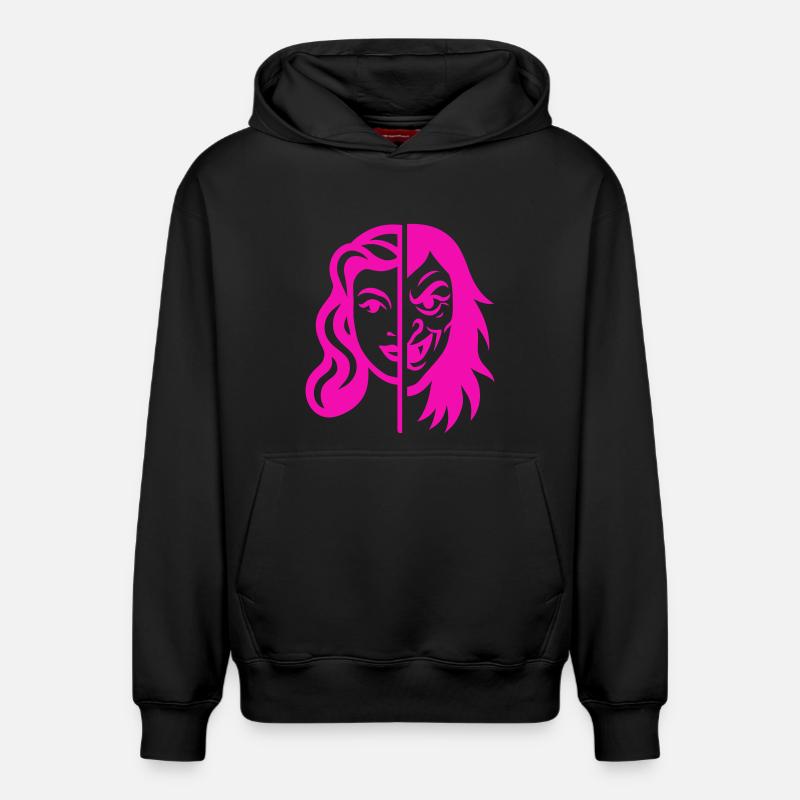 Split Face Kontrast - Relaxed Unisex Organic Hoodie – von SPREAD - Schwarz